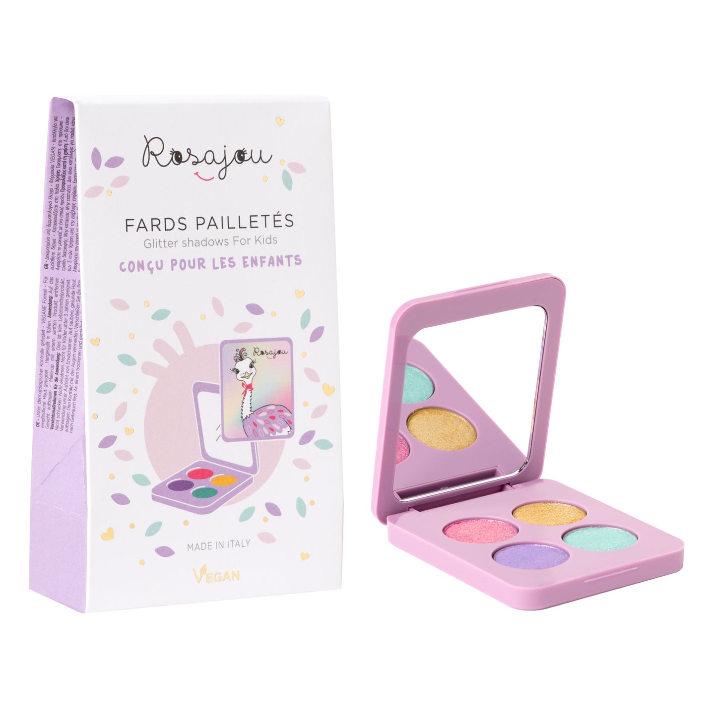 Rosajou blizgančių šešėlių paletė Vegan Glitter Shadows